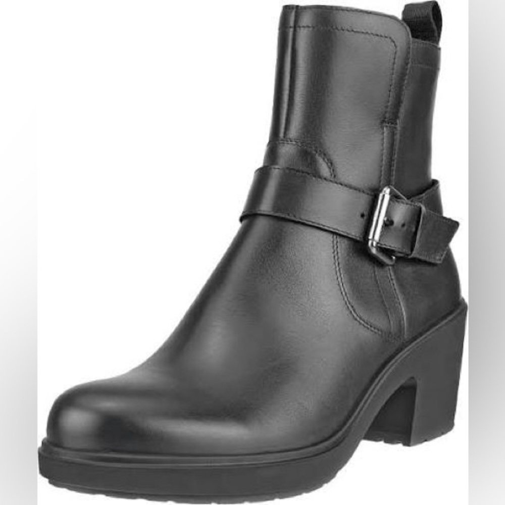 Ecco Zurich buckle leather black boots new sz 41/9.5m